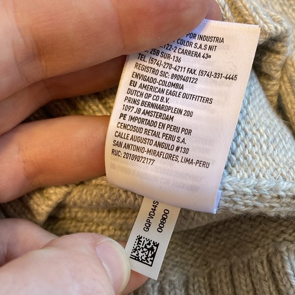 American Eagle Mens Size L Chunky Sweater Striped Colorblocked Green Blue Grey - Picture 10 of 14